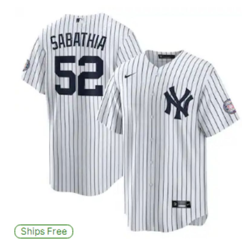 Men 2025 New York Yankees #52 Sabathia White Stripe Game Nike MLB Jersey style 01->new york yankees->MLB Jersey